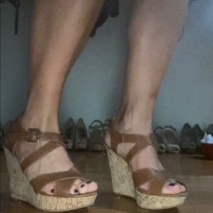 Open toe tan cork sandals